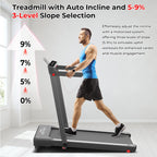 Subsun Pad Treadmill With 9% Incline, 3 In 1 Folding Treadmill For Home/Office With Handle Bar, 2.5Hp Under Desk Treadmills Port