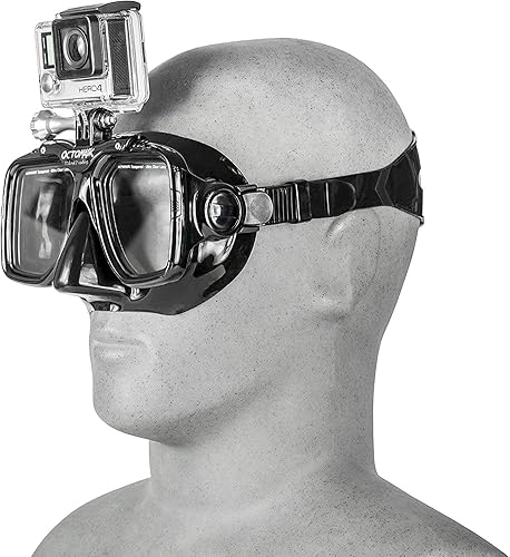 Octomask - Dive Mask W/Mount For All Gopro Hero Cameras For Scuba Diving, Snorkeling, Freediving (Black)
