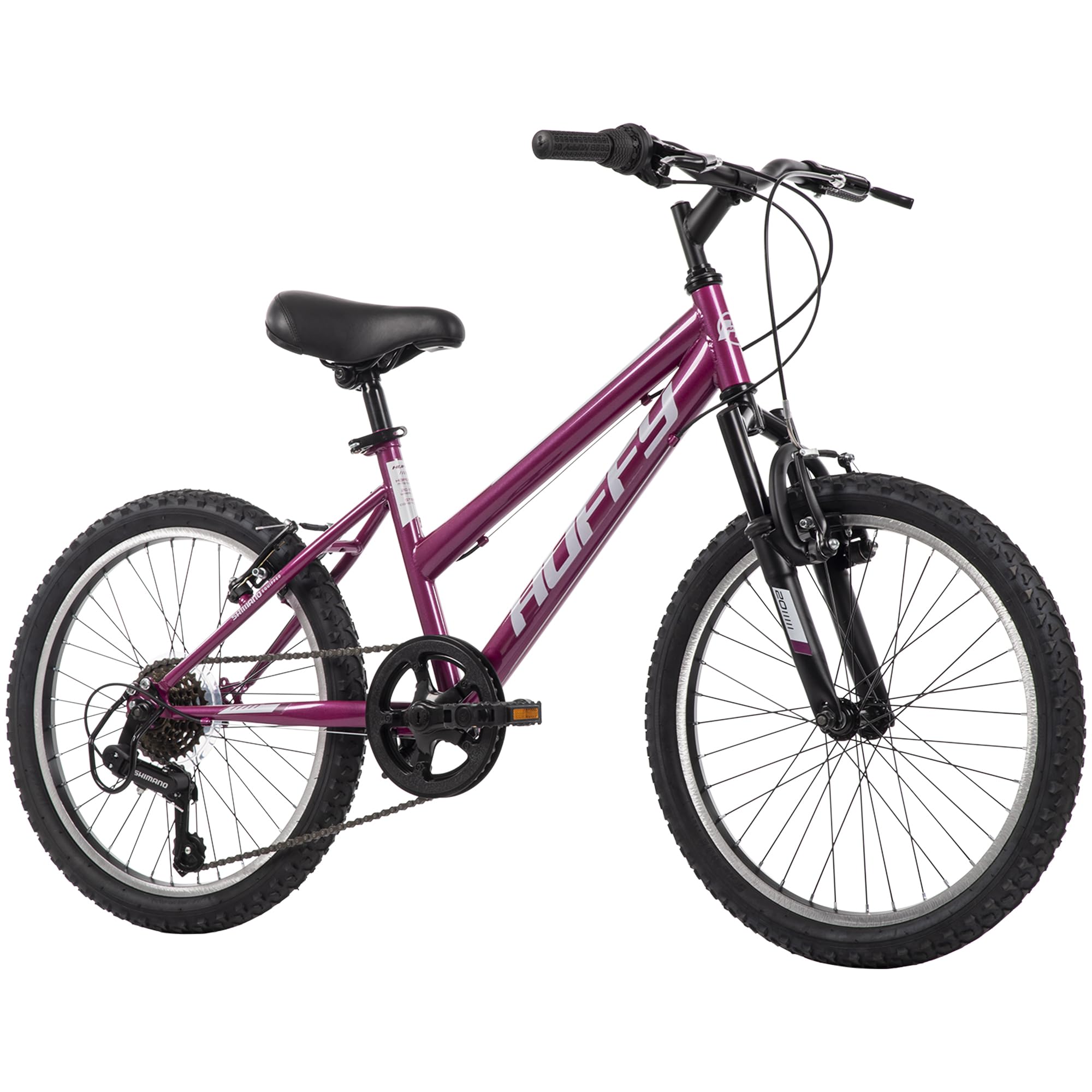 Huffy Stone Mountain Womens 20 Inch Mountain Bike, Orchid Gloss Frame, 6-Speed Shimano Twist Shifting, Front Suspension, Comfort