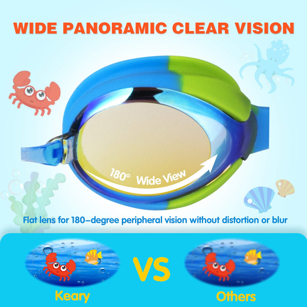 Keary 2 Pack Kids Swim Goggles Swimming Goggles For Toddler Children Girls Boys Youth, Anti-Fog Waterproof Uv Protection No Glar