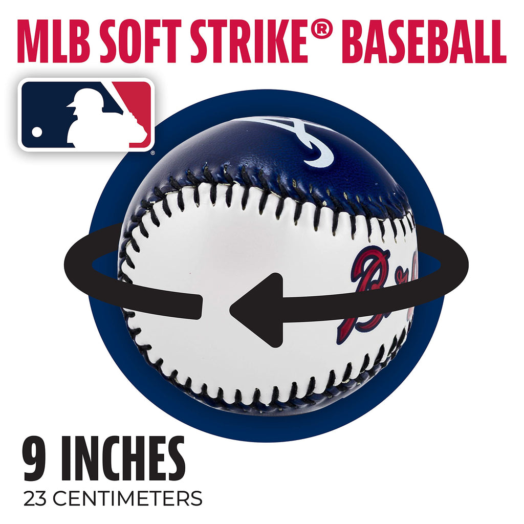 Franklin Sports Atlanta Braves Mlb Team Baseball - Mlb Team Logo Soft Baseballs - Toy Baseball For Kids - Great Decoration For D