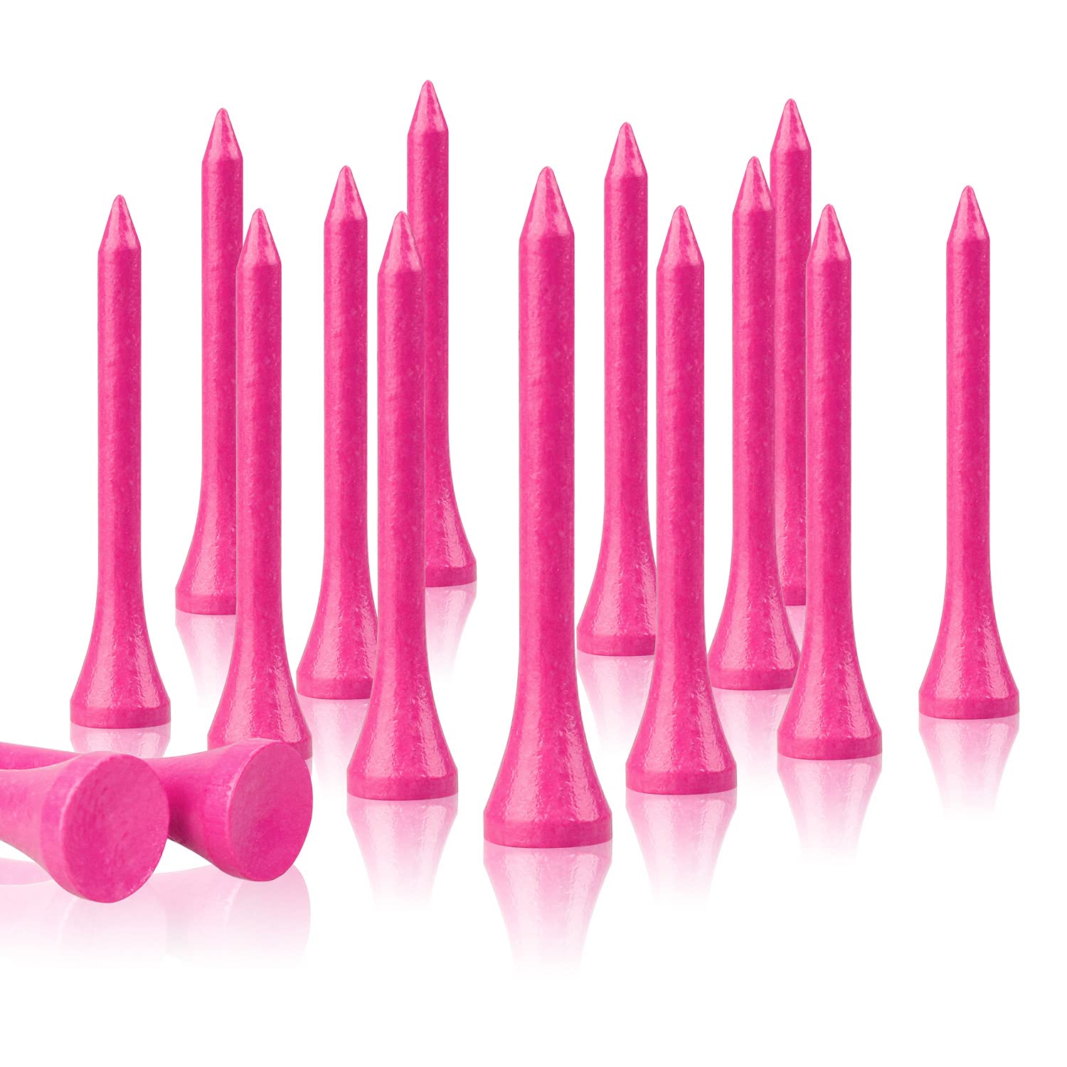 Mykuja Pink Bamboo Golf Tees 2 1/8 Inch Pack Of 100Pink Golf Teeswomen Pink Golf Bamboo Tees(54Mm Pink)