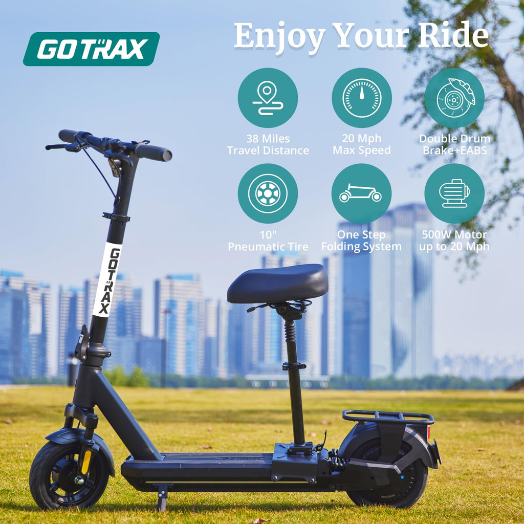 Gotrax Eclipse Ultra Saddle Electric Scooter, 20MPH, 28Miles, Adjustable Handlebar Height, Foldable, Detachable Seat, Cruise Con