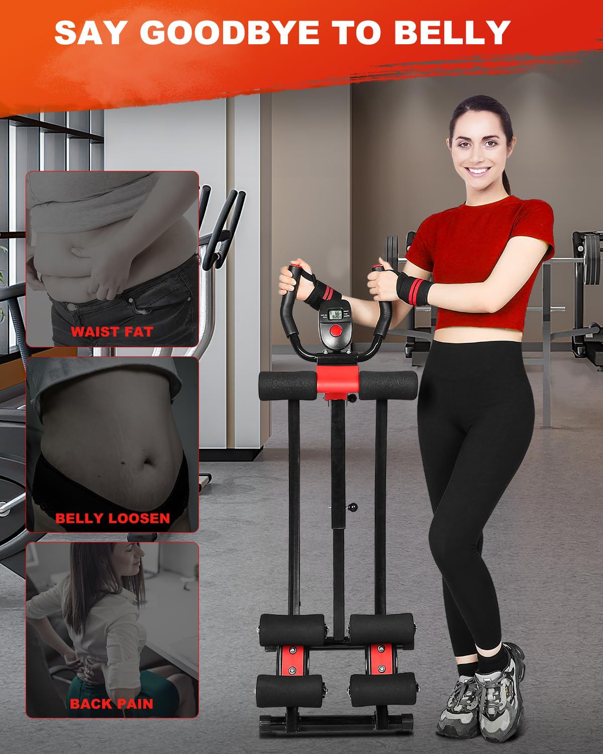 Gikpal Ab Workout Equipment - Ab Machine Abdominal Exercise Equipment For Home Gym, Foldable Ab Crunch Waist Trainer For Stomach