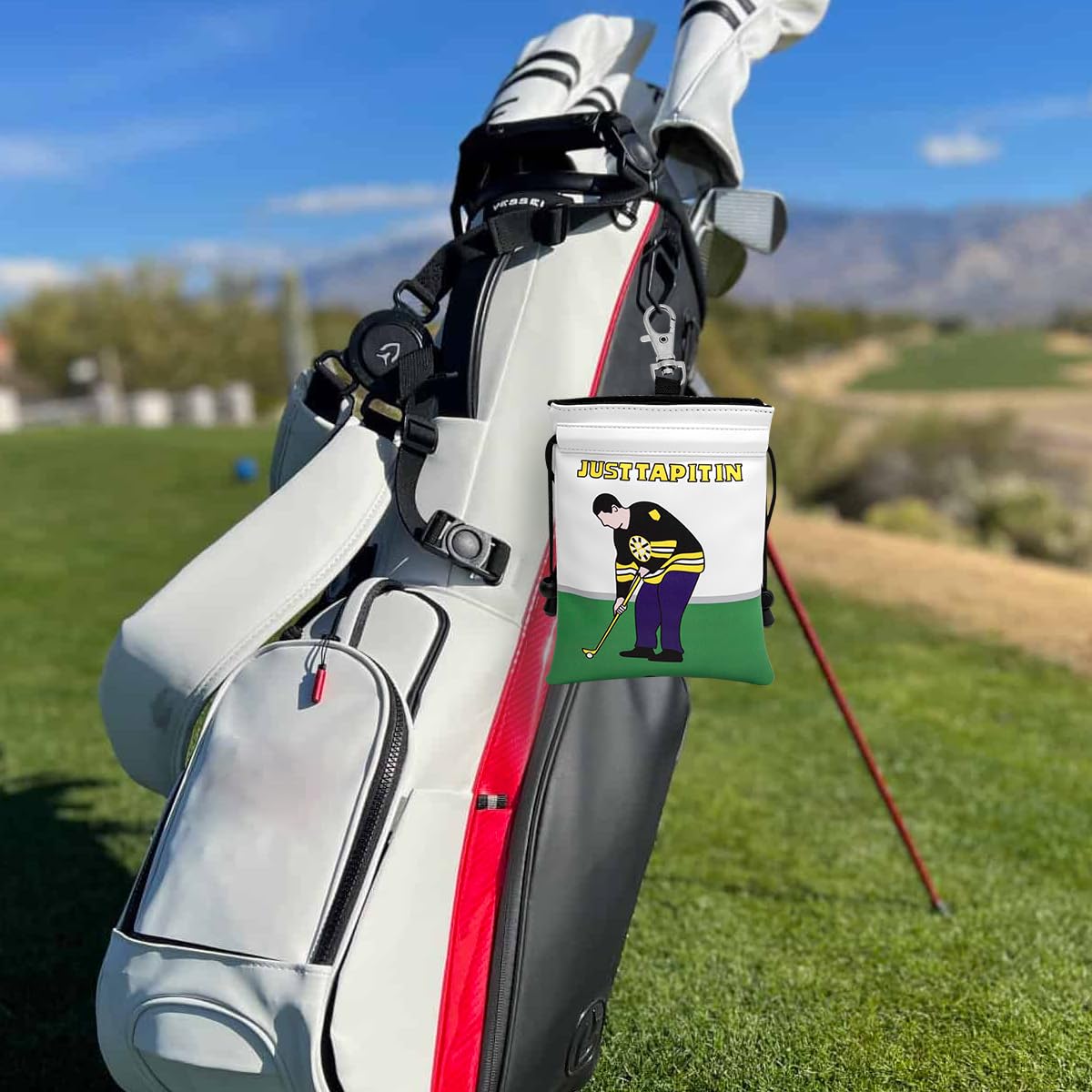 Montela Golf Valuables Pouch,Golf Pouch Bag With Drawstrings Golf Tee Bag Pouch Leather Golf Tee Pouch Golf Ball Bag For Men Wom