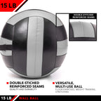 Jfit Wall Ball, 15 Lb, Grayblack