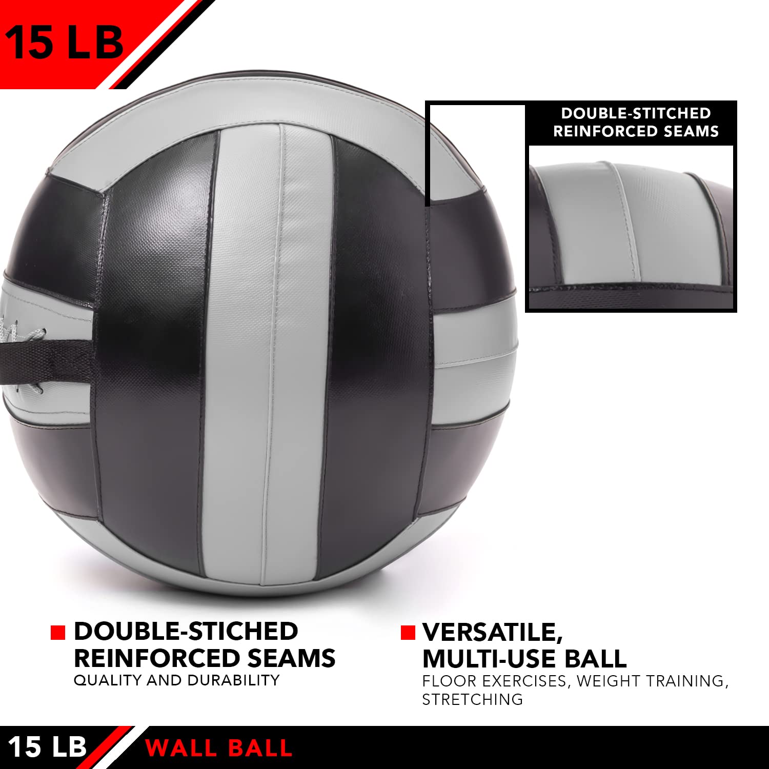 Jfit Wall Ball, 15 Lb, Grayblack