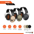 Defender Safety Decitech E1 Electronic Active Hearing Protection, Shooting, Range, Hunting, Tactical Earmuffs, 24 Nnr Rated. (Ta