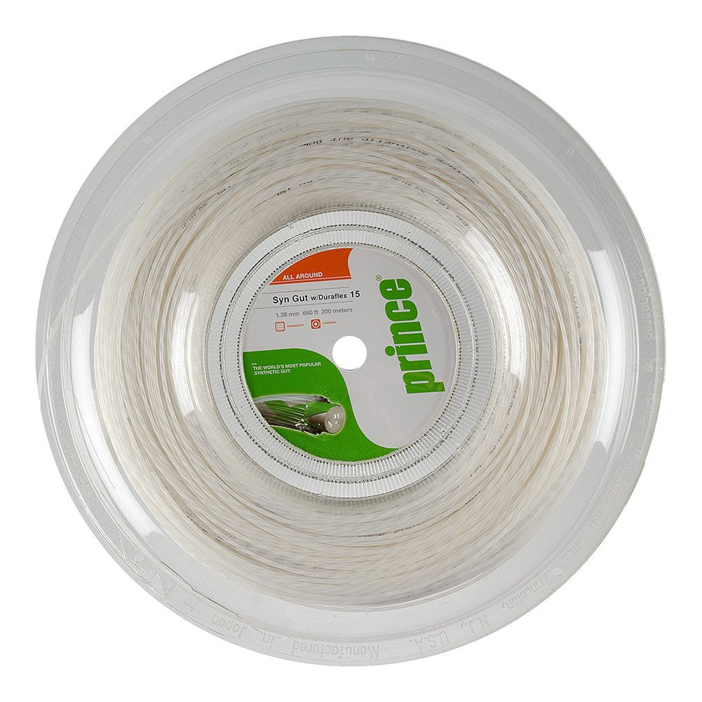 Prince Synthetic Gut with Duraflex 15l White Tennis String Reel