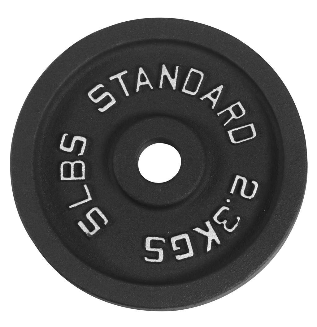 Fitvids Cast Iron Plate Weight Plate For Strength Training And Weightlifting, 1-Inch Center (Standard), 5Lb (Single)