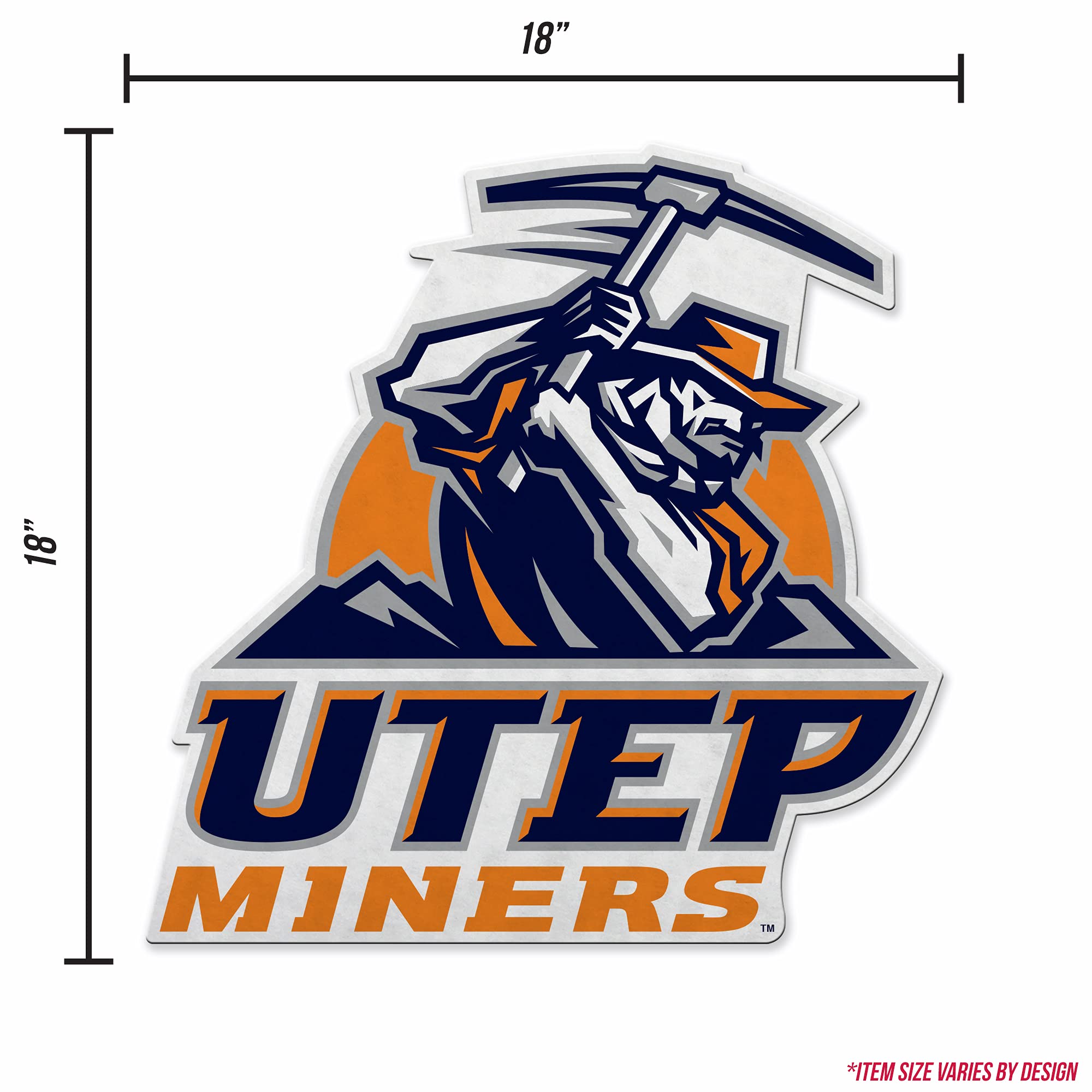 Rico Industries Ncaa Texas-El Paso Miners Mascot Shape Cut Pennant - Home And Living Room D  Cor - Soft Felt Ez To Hang