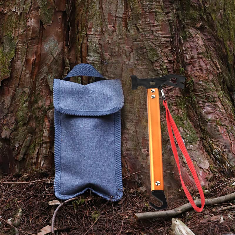Carbon Steel Aluminum Camping Hammer, 12 Small Lightweight Three-In-One Functional Tent Stake Hammer For Hiking Kit Orange