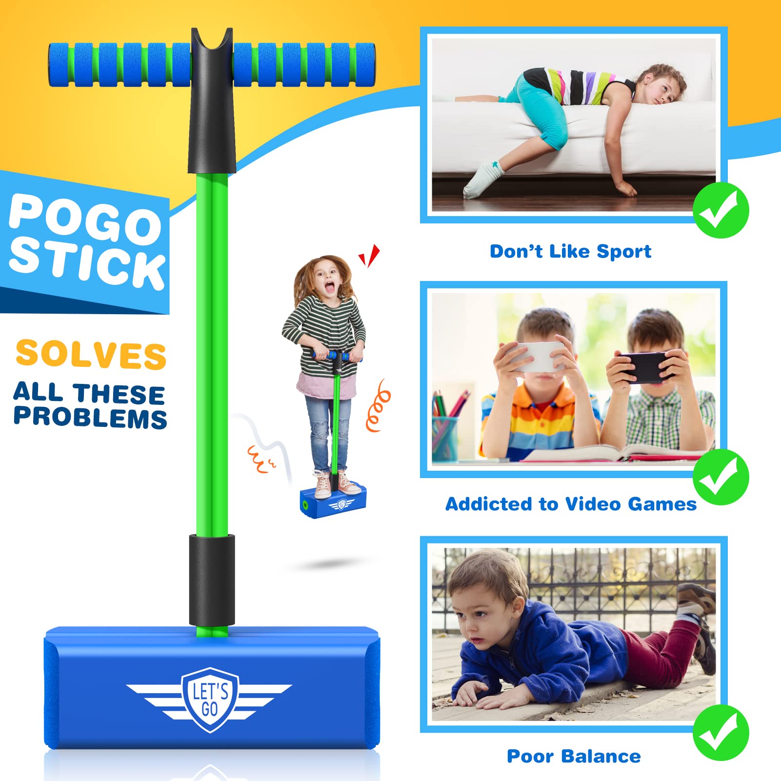 Toys For 3-12 Year Old Boys Girls, Foam Pogo Jumper For Kids Outdoor Toys Gifts For 3-12 Year Old Boys Pogo Stick For Kids Age 7