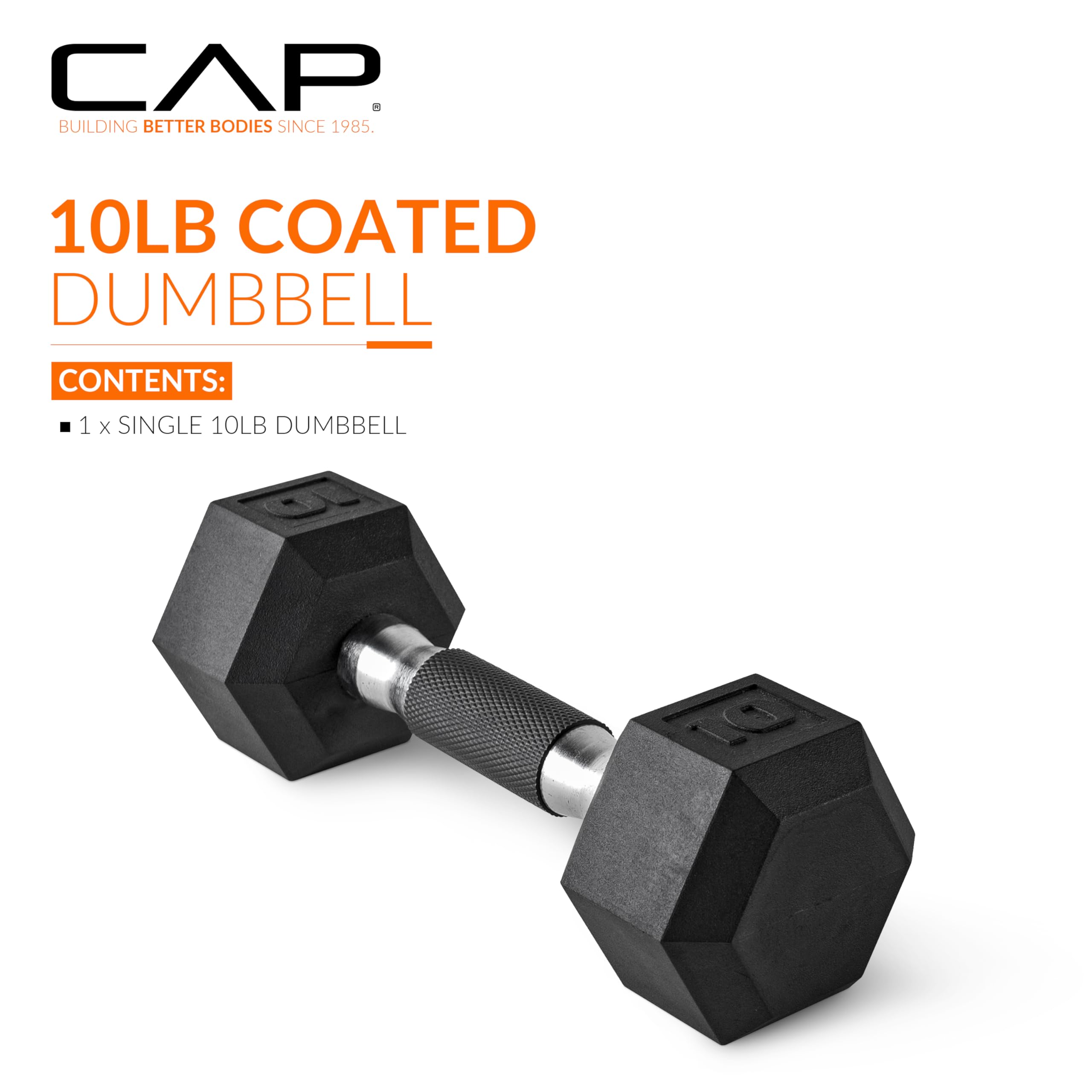 Cap Barbell Coated Dumbbell Weights With Padded Grip 10-Pound, Single
