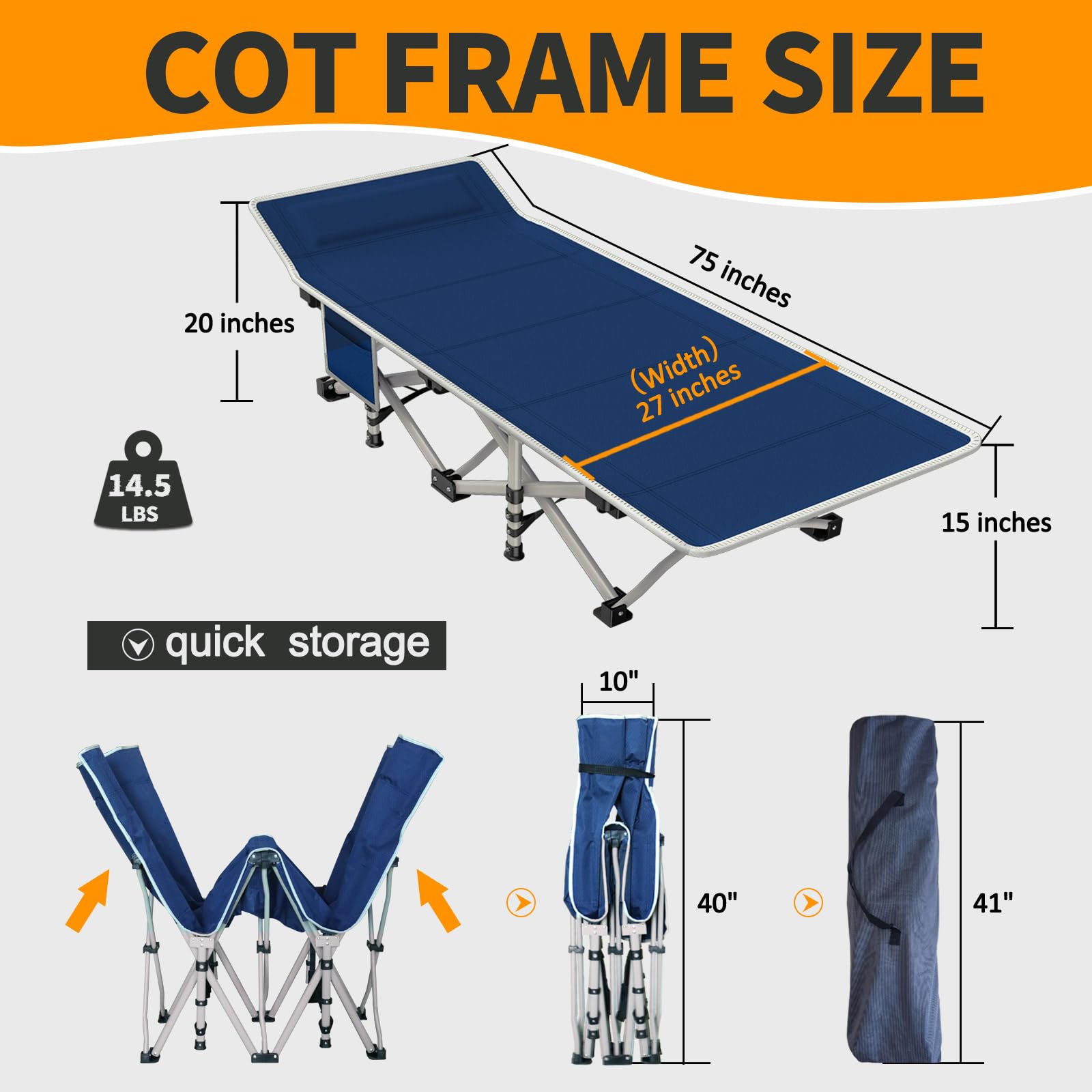 Nesdcc Camping Cot With Mattress Comfortable And Sturdy Load Up To 450Lb Cots For Sleeping Camping Bed Folding Cot With Carry Ba