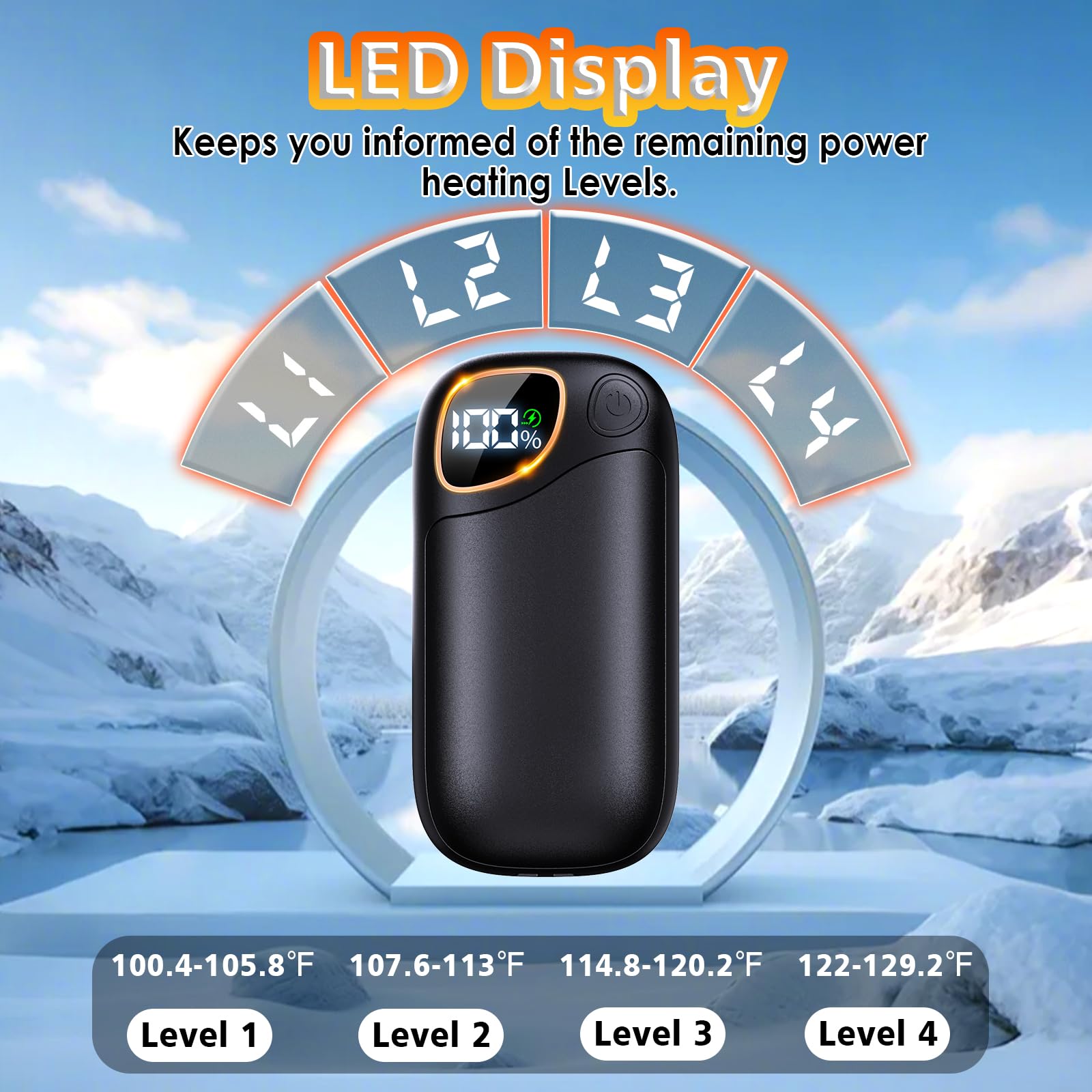 Hand Warmers Rechargeable - Electric Hand Warmers 2 Pack With Led Battery & Temp Display, Ai 4 Levels Heating Portable Electroni