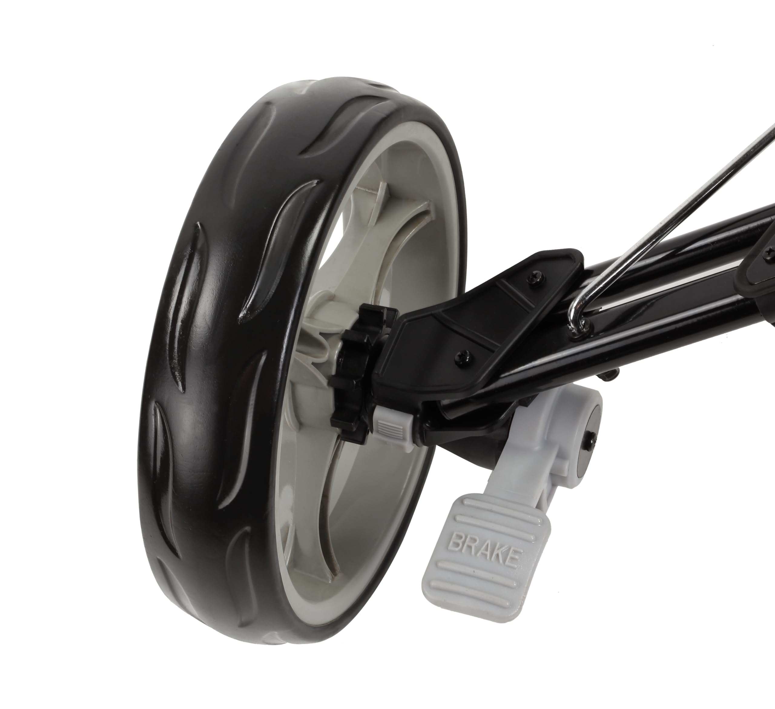 Qwik-Fold 4 Wheel Folding Push Pull Golf Cart - Foot Brake - One Second To Open & Close! (Black/Charcoal)