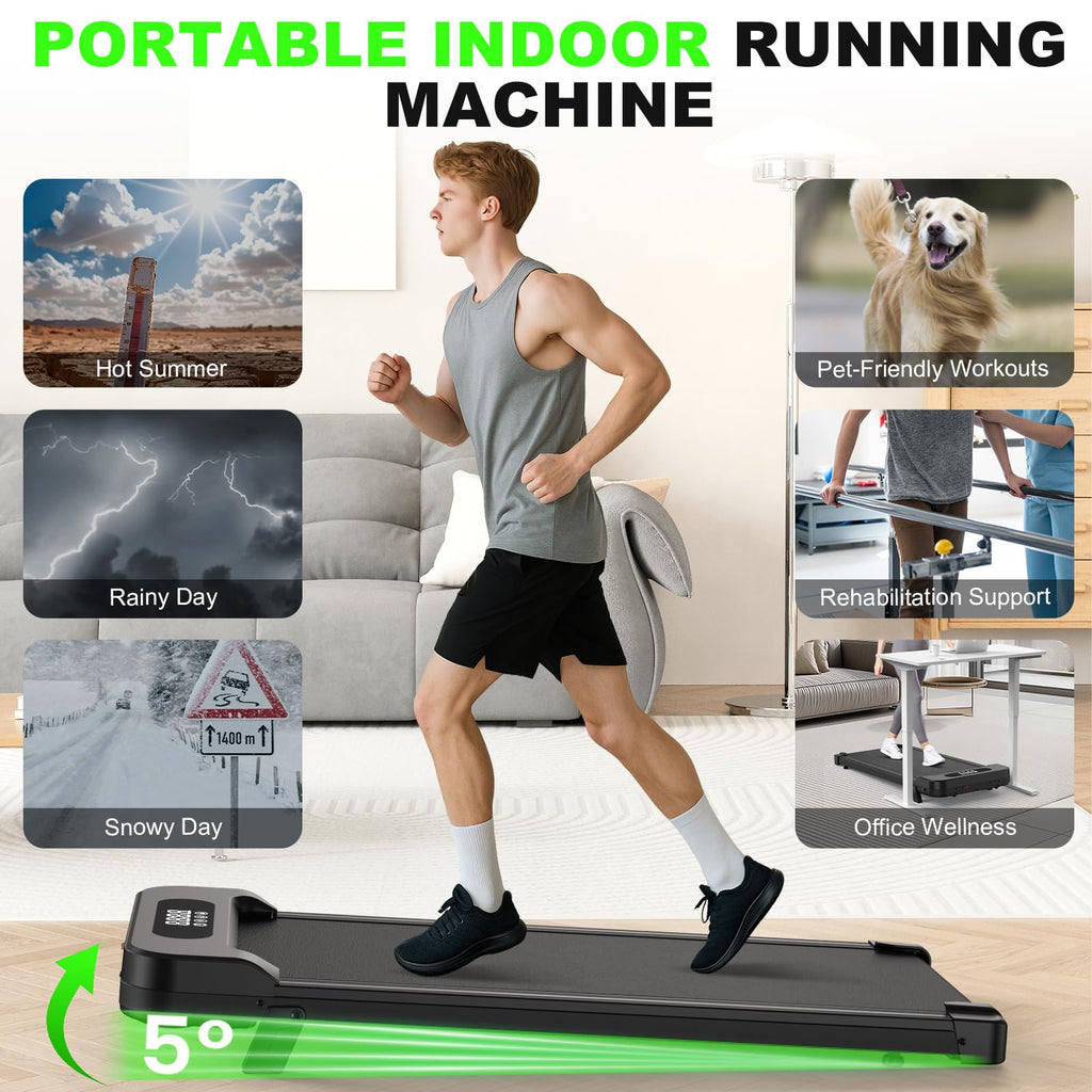 Under Desk Treadmill - 2.5Hp Portable Treadmill, Small Walking Pad With Incline, Compact Treadmills For Office Home, Remote Cont