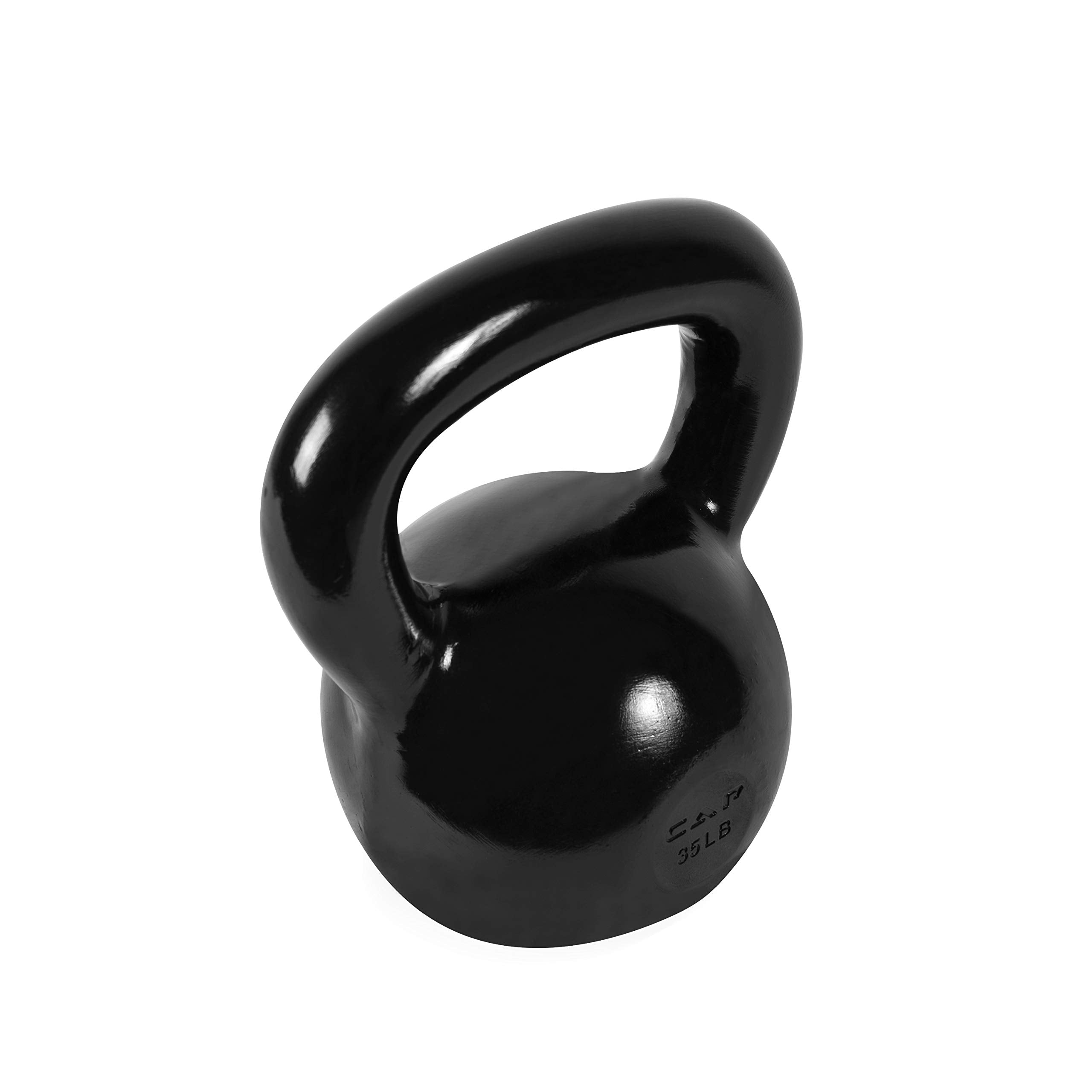 Cap Barbell Black Enamel Coated Cast Iron Kettlebell, 35 Lb