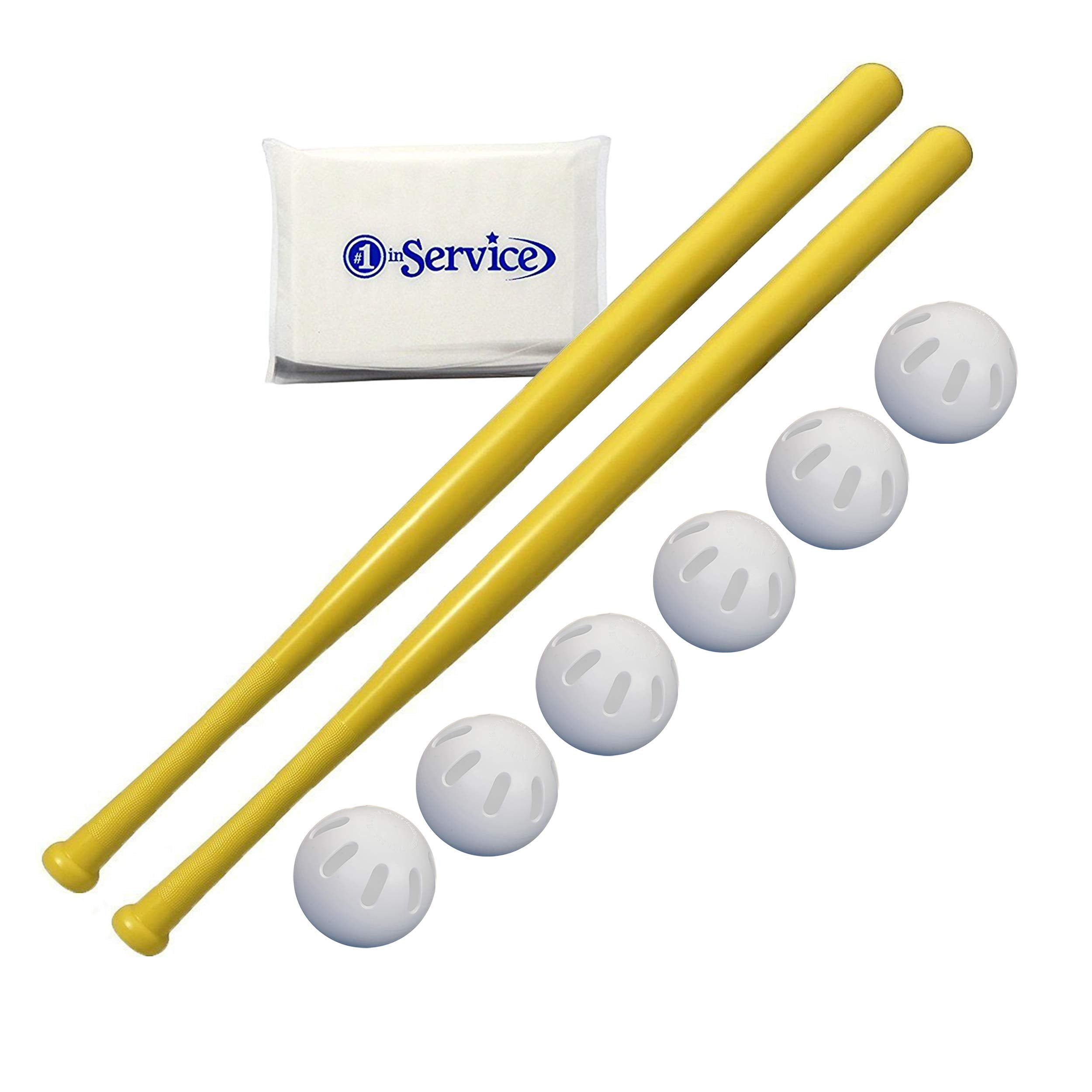 Wiffle Ball 6 Baseballs Official Size 6 Pack, And Wiffle Ball 32 Bats 2 Pack Bundle Set, Nois Tissue Pack Included