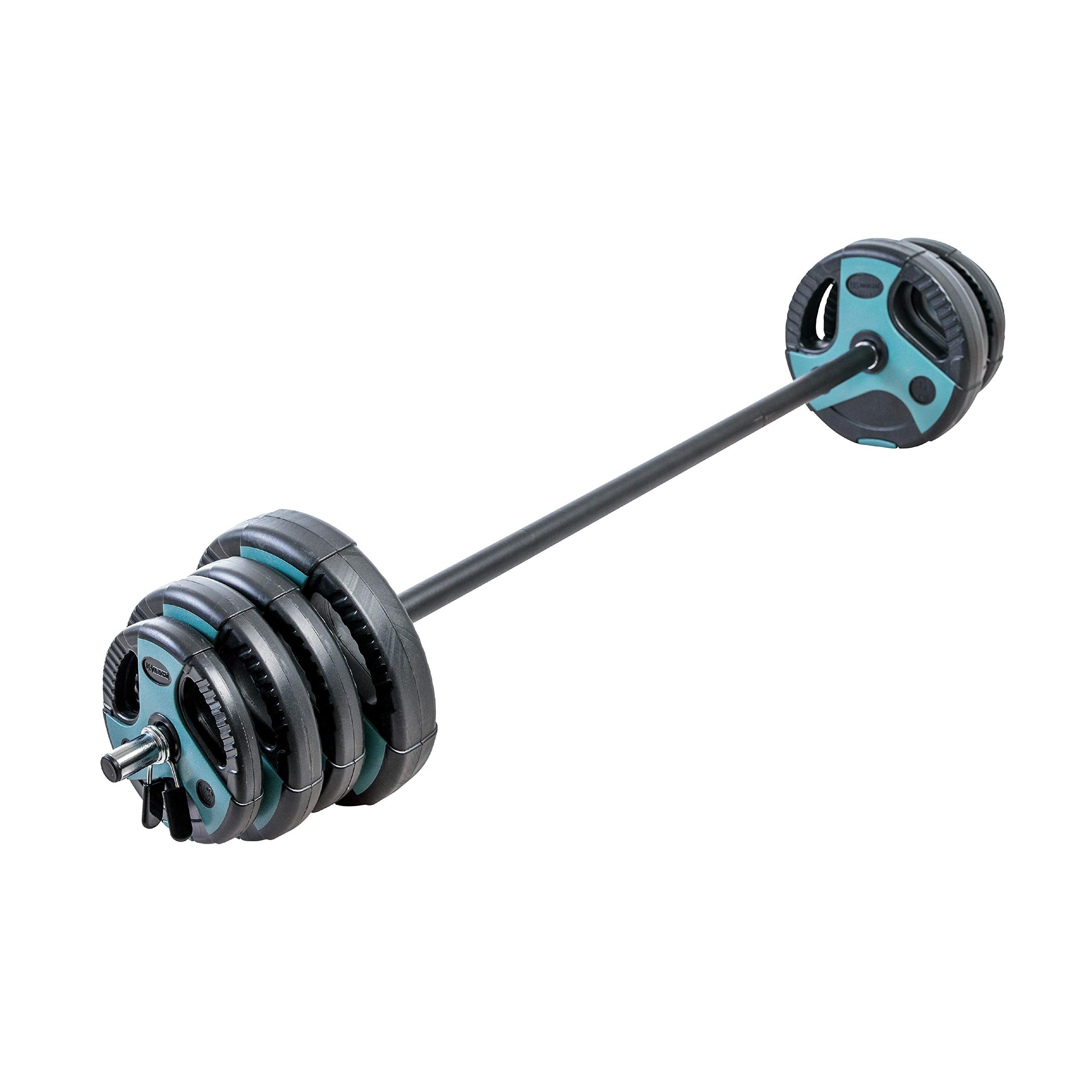 Us Weight 54 Lb Perfect Barbell Weight Set For Home Gym With 55 Padded Bar, Adjustable Weights For Exercise, Lifting And To Buil