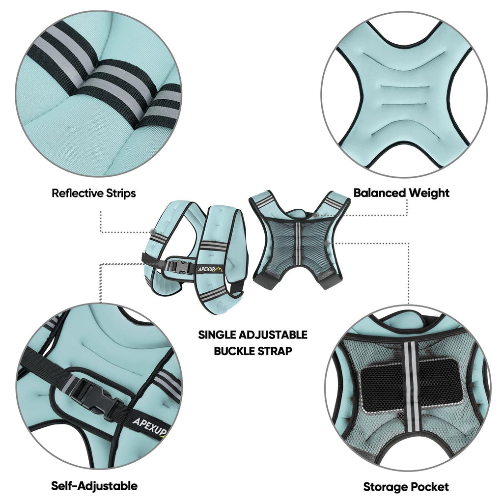 APEXUP 10lbs Weighted Vest Men Women, Weight Vest for Women Workout Equipment for Strength Training Running (Pastel Blue)