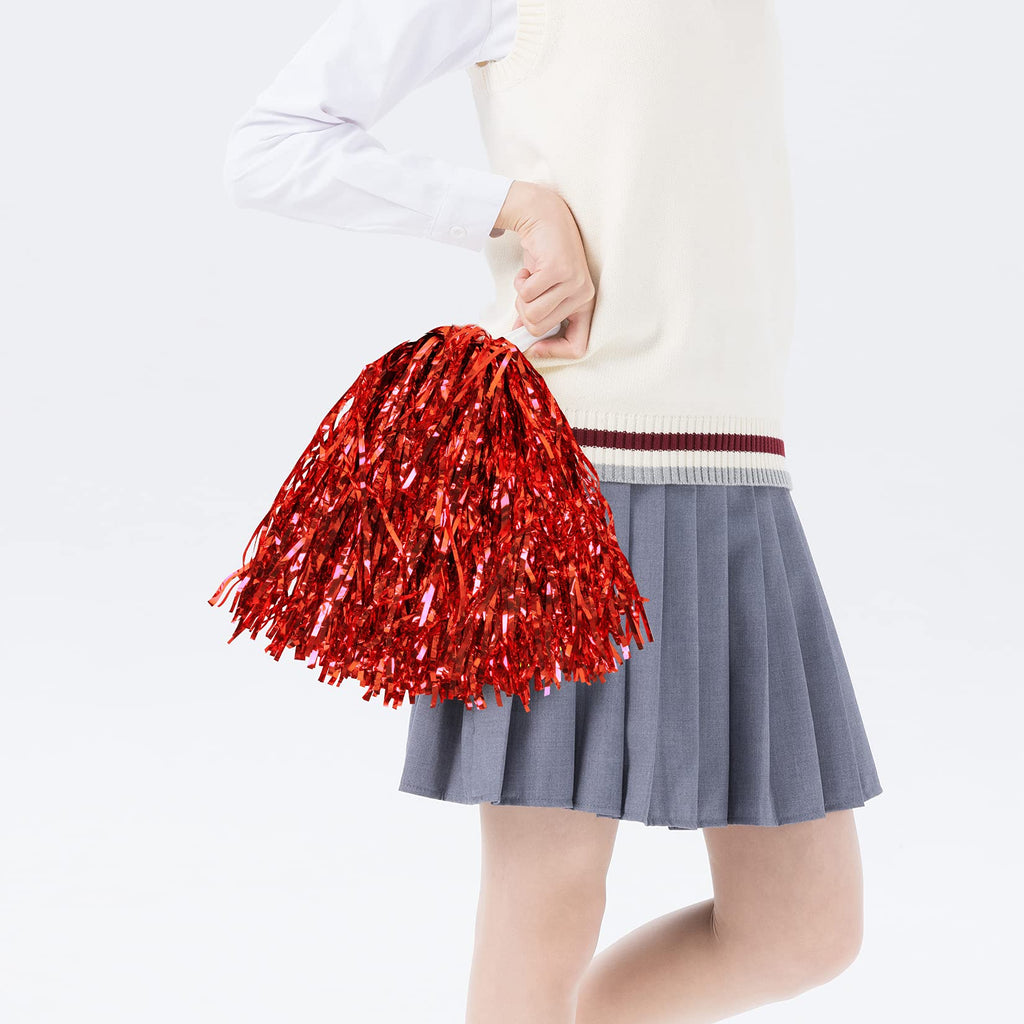 Baotongle 12 Pcs Cheerleading Squad Spirited Fun Poms Pompoms Cheer Costume Accessory For Party Dance Sports (Multicolor)