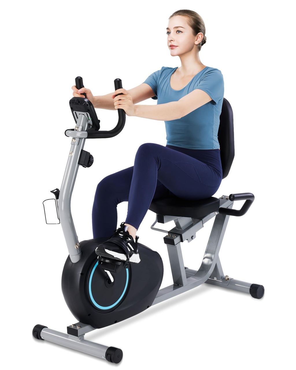Recumbent Exercise Bike For Seniors - 400Lb Weight Capacity Recumbent Bikes With Comfortable Seat, Pulse Sensor, 16-Level Resist