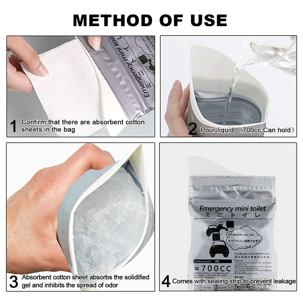 Moodooy Disposable Emergency Urinal Bag, 8 Pack Portable Camping Pee Bags, Travel Pee Bags, Traffic Jam Emergency Portable Urine