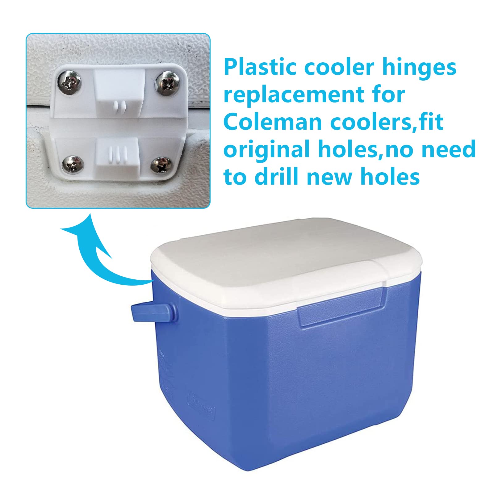 Cooler Hinges Replacement For Coleman Camping Cooler Accessories 5226 5227B 5240 5241 5241A 5245 5286 6270 6273, Ice Chest Plast