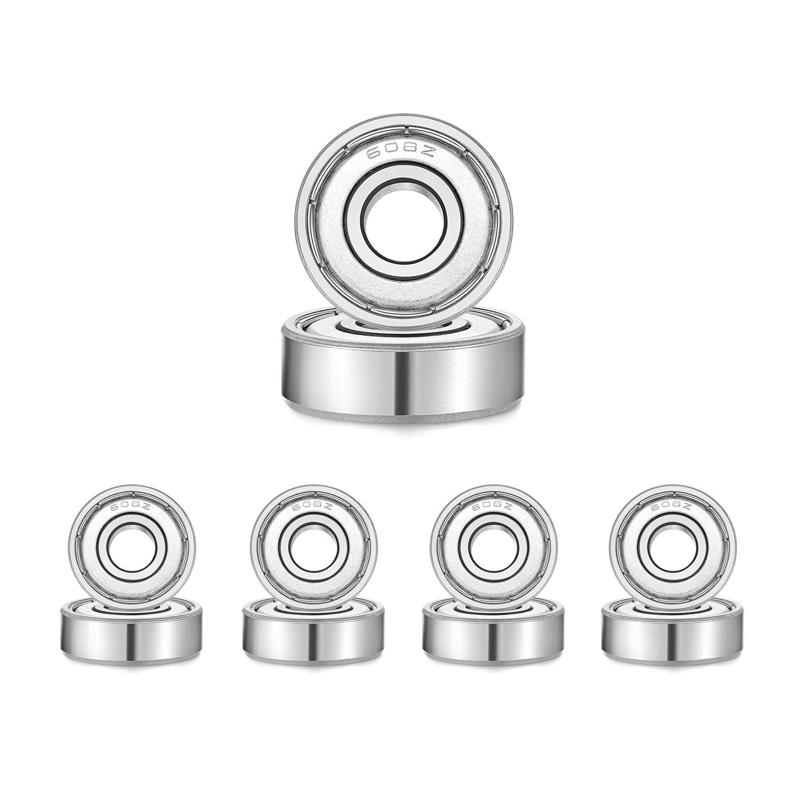 608-Z Shielded Sealed Miniature Skateboard-Bearings - 8X22X7Mm, 10 Pcs, Used In Longboard And Scooters Machinery, Roller Skates