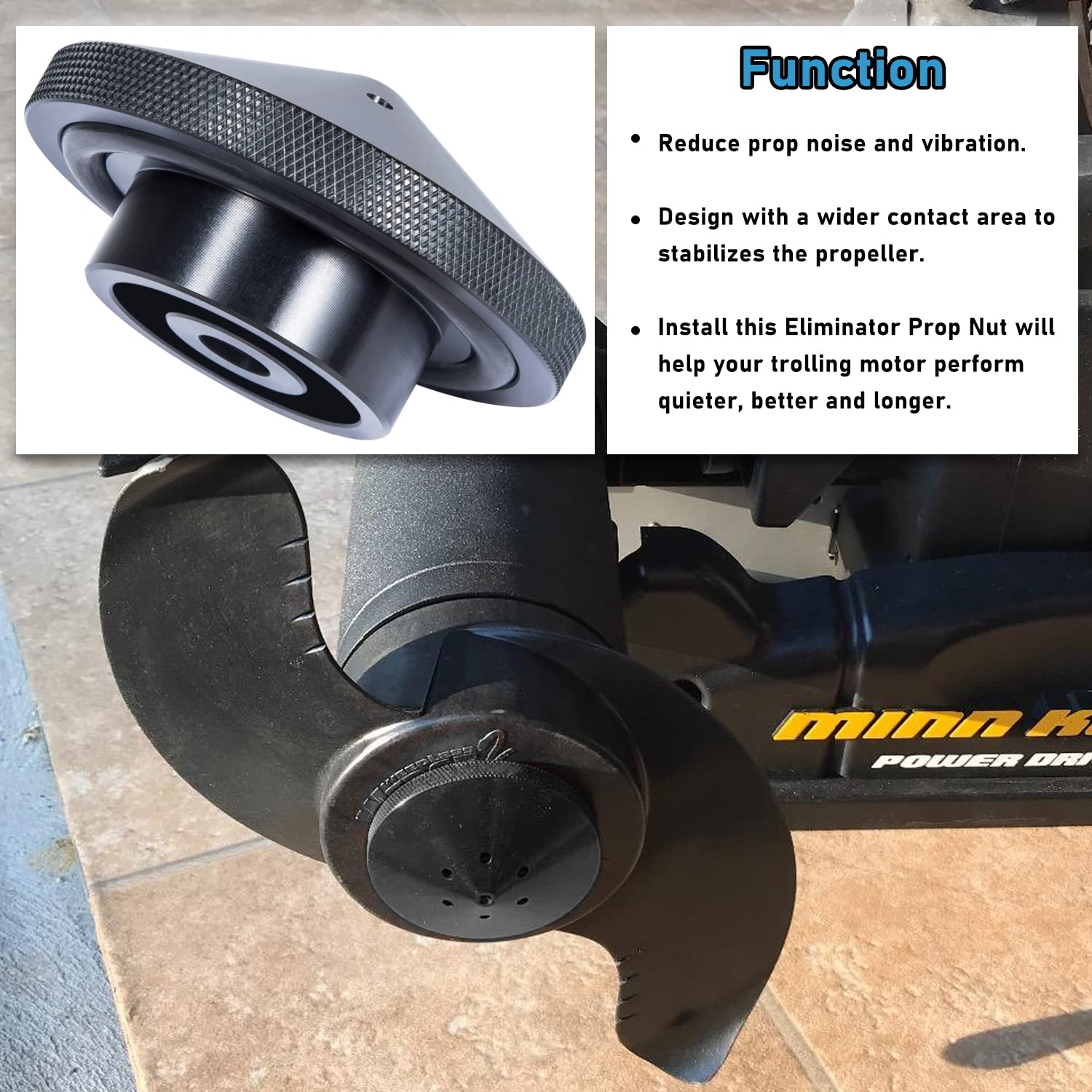 Eliminator Trolling Motor Prop Nut Aluminum For Minnkota 35-70 Lb Models (Gfel-Mks-Bk-Dp)