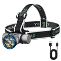 Yemao LED Headlamp, 2500 Lumens, 6 Lighting Modes, USB Rechargeable, Waterproof, Silver