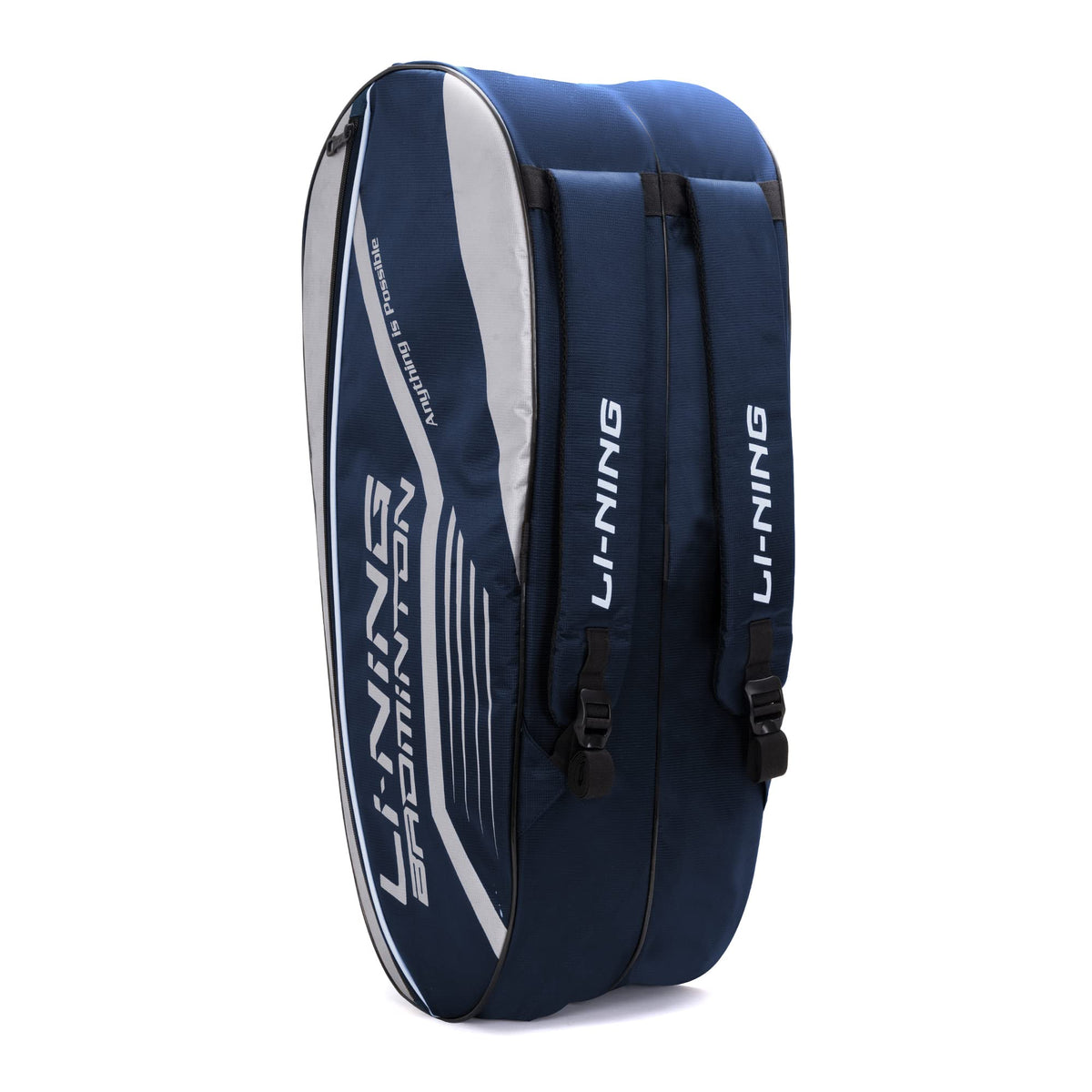LiNing Hot Shot Triple Zipper Polyester Badminton Kit Bag (Navy/Silver, Large) | Easy  Access Compartments | Spacious | Unisex