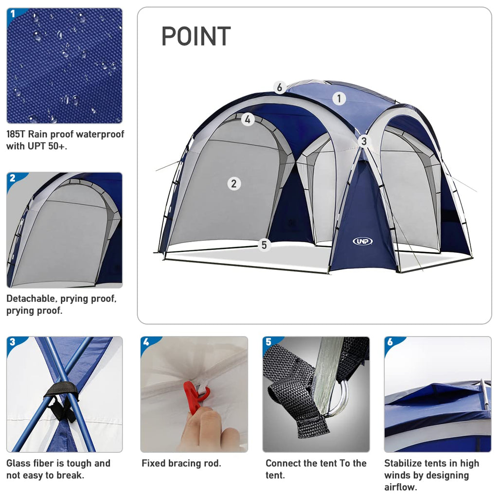 Unp Easy Beach Tent 12 X 12Ft Pop Up Canopy Upf50+ Tent With Side Wall, Ground Pegs, And Stability Poles, Sun Shelter Rainproof,