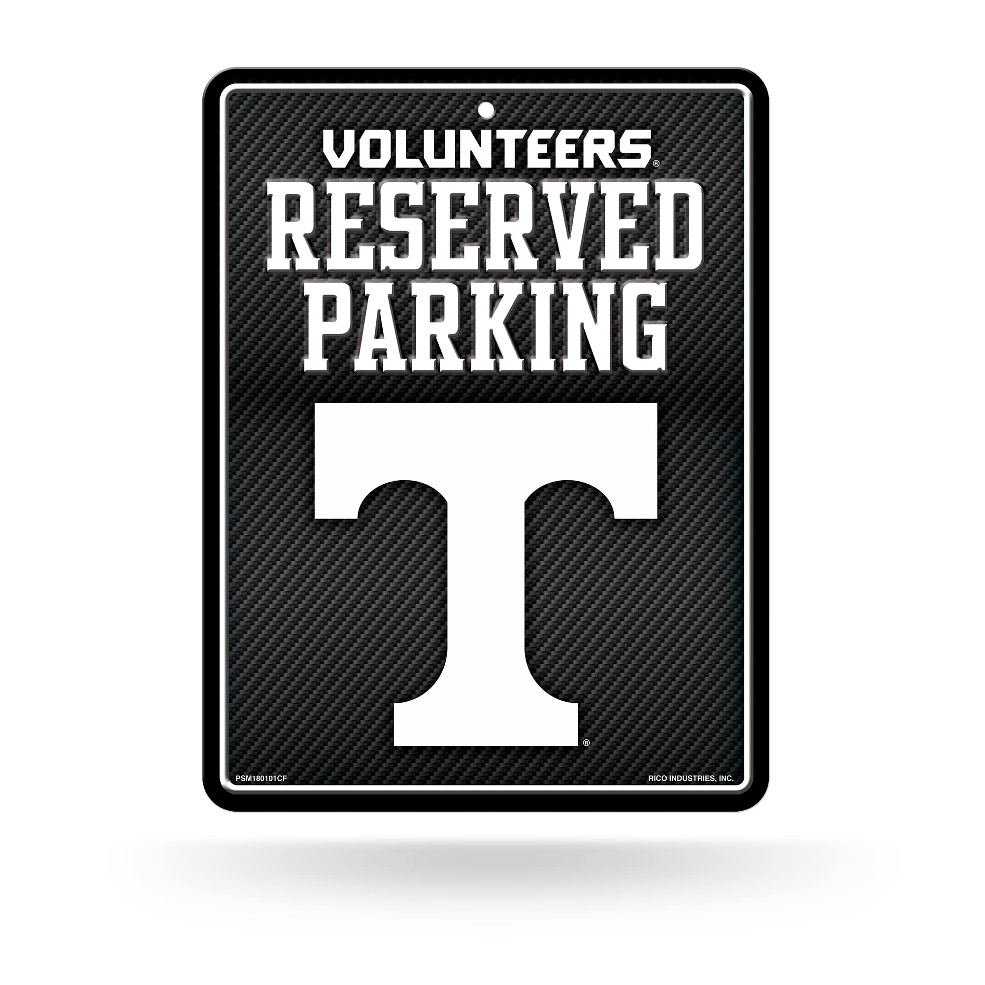 Rico Industries NCAA Tennessee Volunteers Metal Parking Sign 8.5 x 11 Carbon Fiber Metal Parking Sign - Great for Man Cave, Bed 