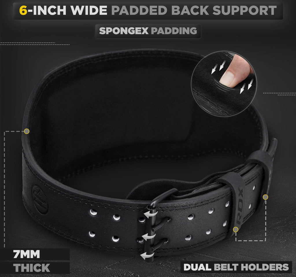 Rdx Weight Lifting Belt Gym Fitness, Cowhide Leather, 4    6    Padded Lumbar Back Support, 10 Adjustable Holes, Weightlifting P