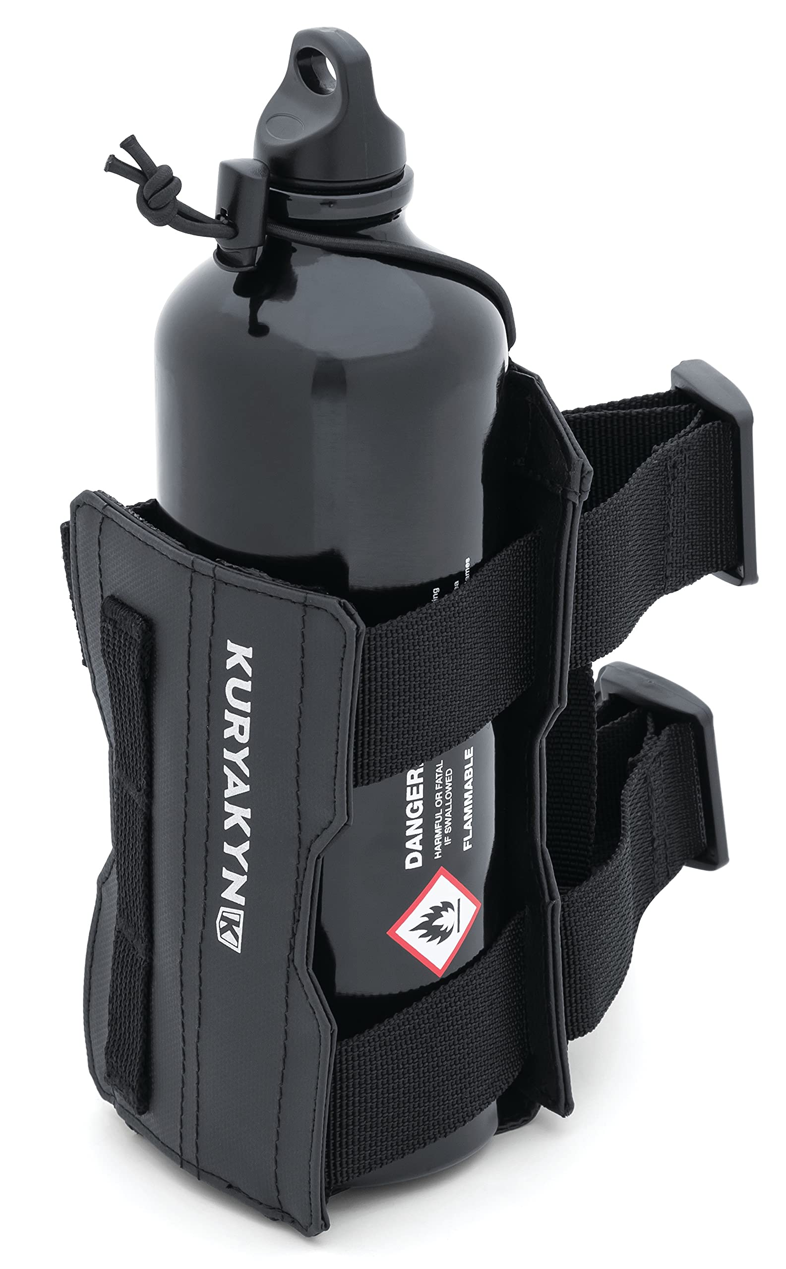 Kuryakyn 6612 The Clinger Bottle Holder: Universal Fit To Tube Or Molle Up To 3-1/2'' Bottle Diameter, Non-Slip Texture, Black