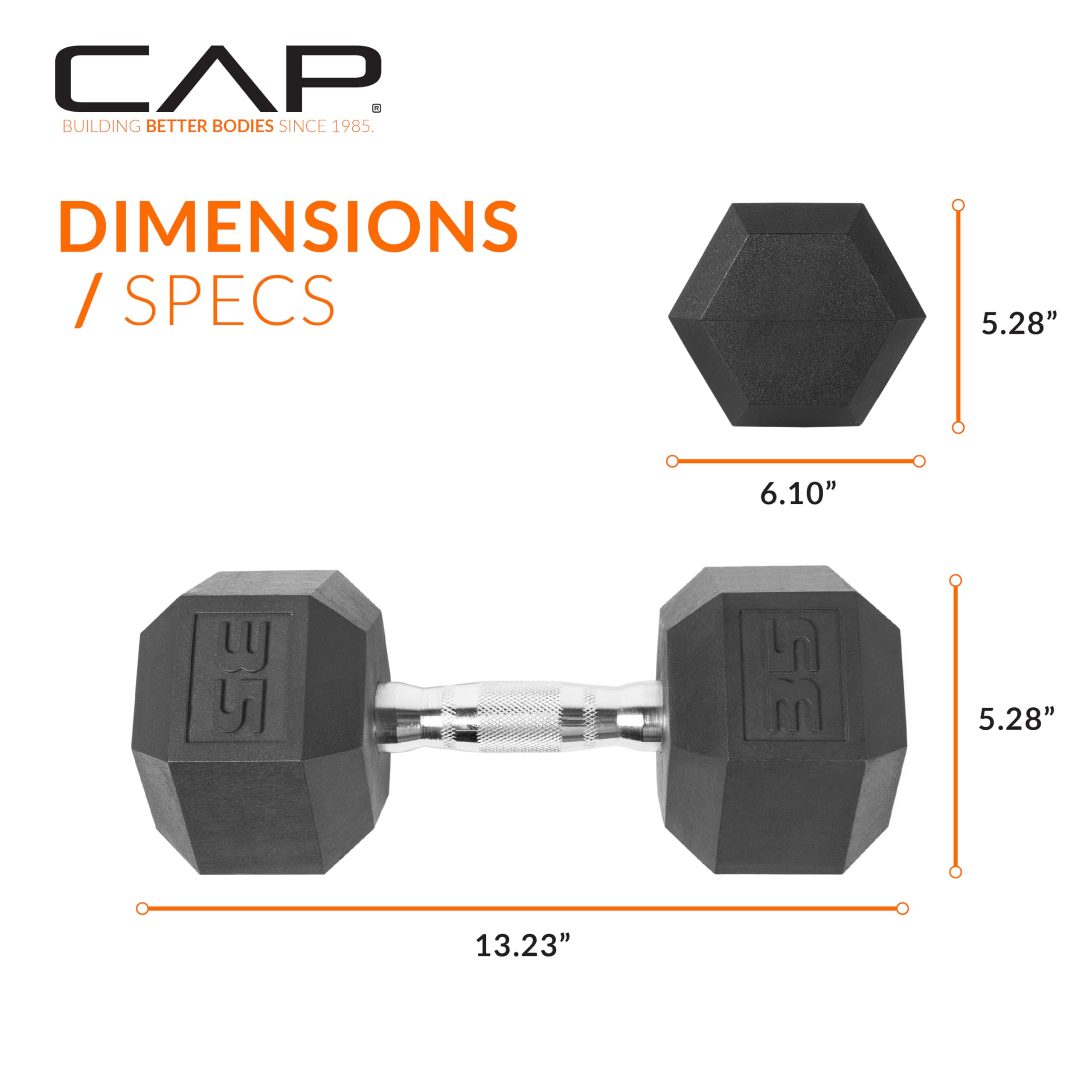 Cap Barbell 35 Lb Pair Coated Hex Dumbbell Weight