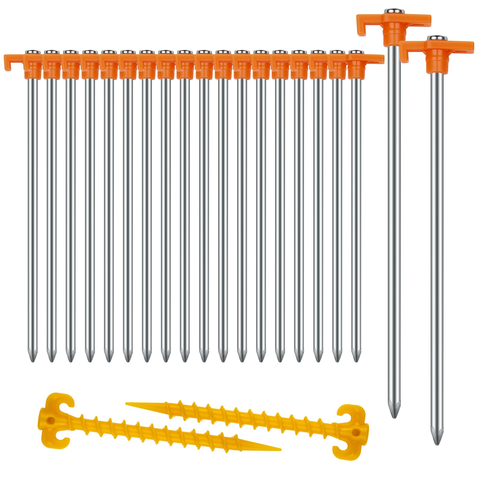20+2Pcs Tent Stakes Heavy Duty Camping Stakes,Avoforest 9.8Inch Non-Rust Metal Tent Pegs Ground Stakes Tent Spikes Camping,Garde
