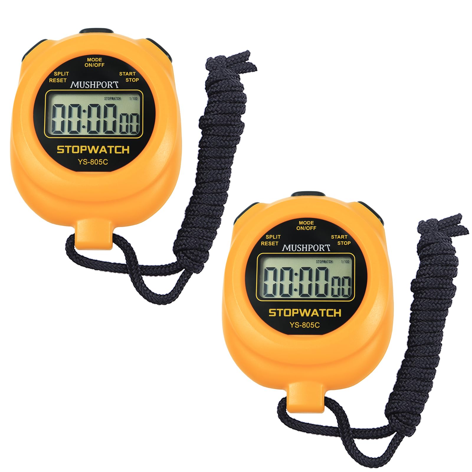 MUSHPORT 2 Pack Digital Stopwatch Sport Timer, ON/Off Countdown Large Display Simple Stop Watch for Sports Coaches PE-Teacher Re
