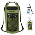 Piscifun Dry Bag, Waterproof Floating Backpack 40L with Waterproof Phone Case for Boating, Kayaking, Fishing, Army Green 40L