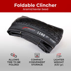 Fincci Leno Foldable Slick Bike Tire 26 X 1.95 Inch 50-559 For Road Street Cruiser Hybrid Bicycle