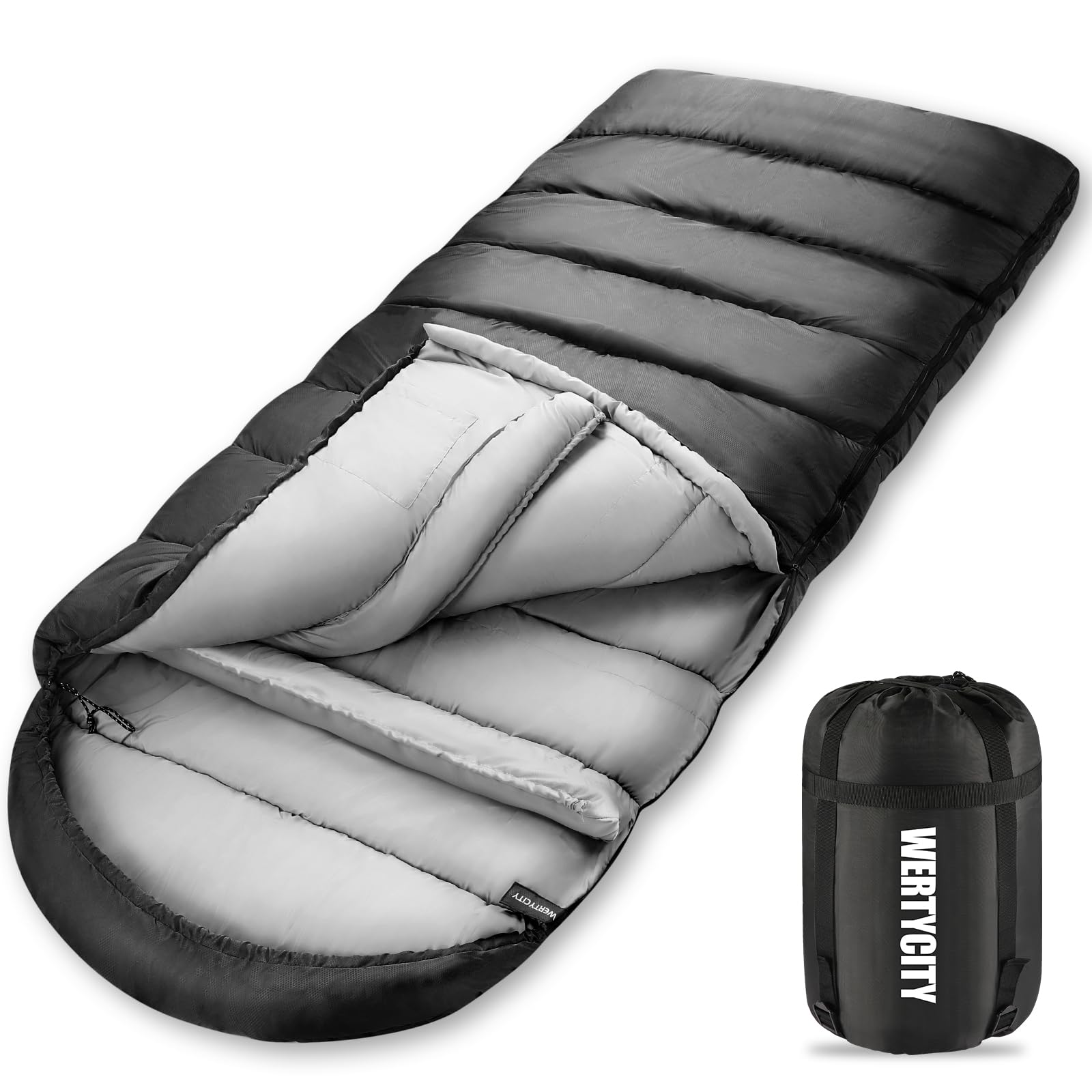 Wertycity Sleeping Bags For Adults Cold Weather & Warm, Lightweight Compact Camping Backpacking Sleeping Bag For Kids Girls Boys