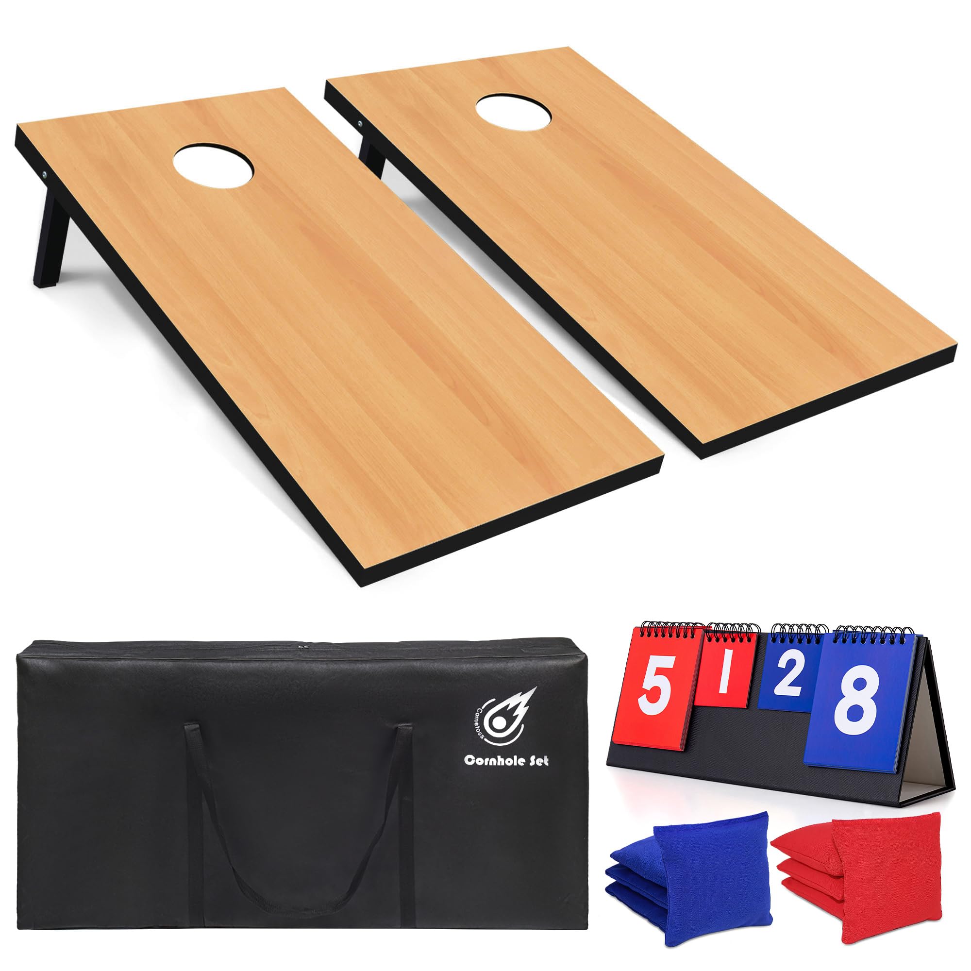 4x2ft Cornhole Board Set for Adults,Heavy-Duty Wood Construction, Corn Hole Game with Scoreboard, Outdoor Yard & Lawn Games, Inc