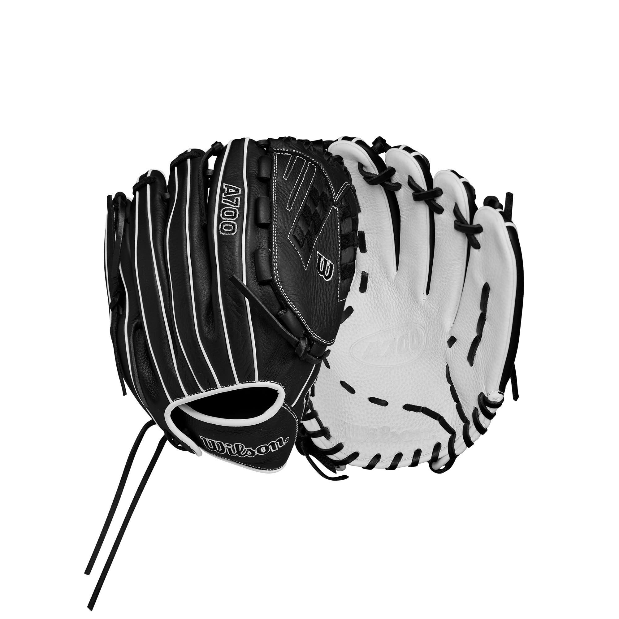 Wilson A700 12.5 Outfield Fastpitch Glove - Black/White, Left Hand Throw