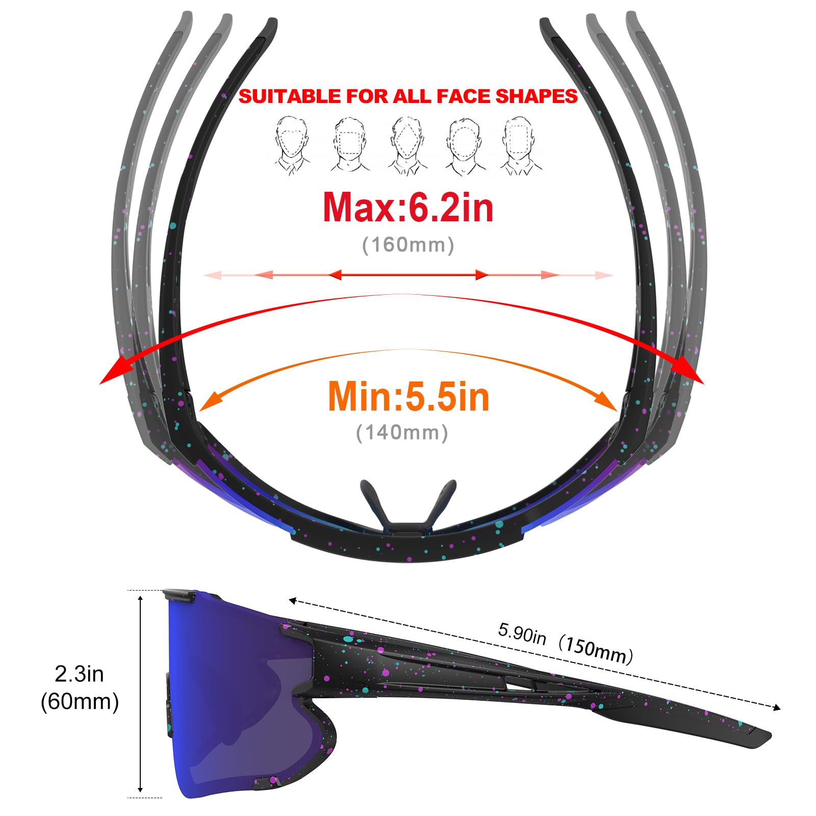 Polarized Sports Sunglasses For Men Women,Running Fishing Baseball Sunglasses,Cycling Mtb Bike Glasses Uv400