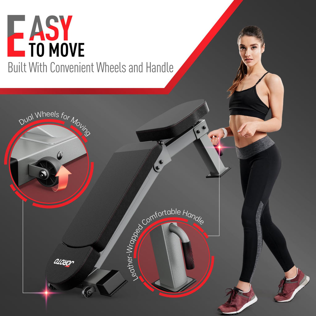 Joroto Md80 Adjustable Weight Bench - 1000 Lbs Load Utility Workout Benches For Full Body Upright, Incline, Decline, And Flat Ex