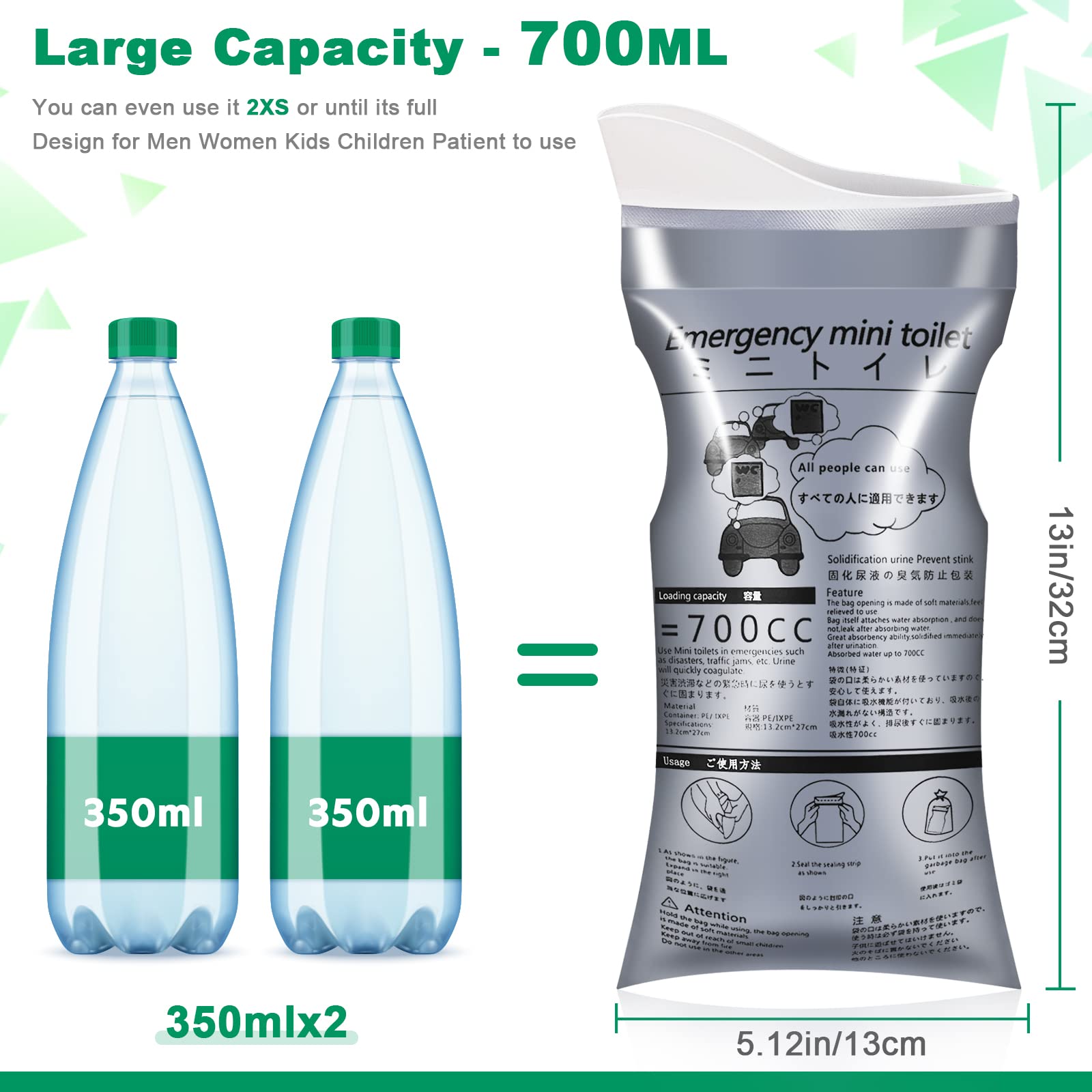 Oumee 12 Pack Disposable Urine Bags, 700Ml Travel Pee Bags Unisex Urinal Bag Vomit Bag For Travel Traffic Jam Emergency Portable