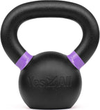 Yes4All Powder Coated Cast Iron Kettlebell Pair Purple - 6 Kg / 13 Lb Strength Training Kettlebells Weight Set For Full Body Wor